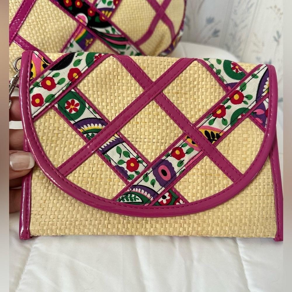 Vera Bradley Pink and Cream Shoulder Bag & Wristlet Set - Picture 13 of 16